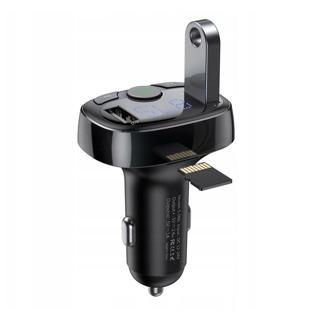 Baseus Car Bluetooth MP3 FM Transmitter Charger ( Micro SD+ DUAL USB charging) - Black