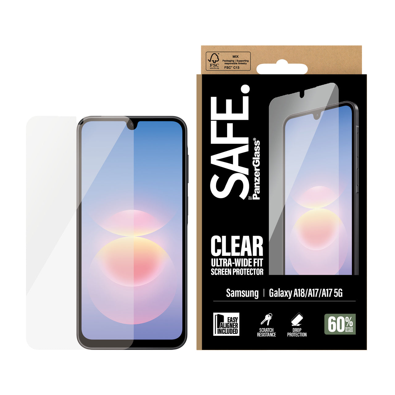 Safe by PanzerGlass UWF Screen Protector with EasyAligner for Samsung Galaxy A18 - Clear