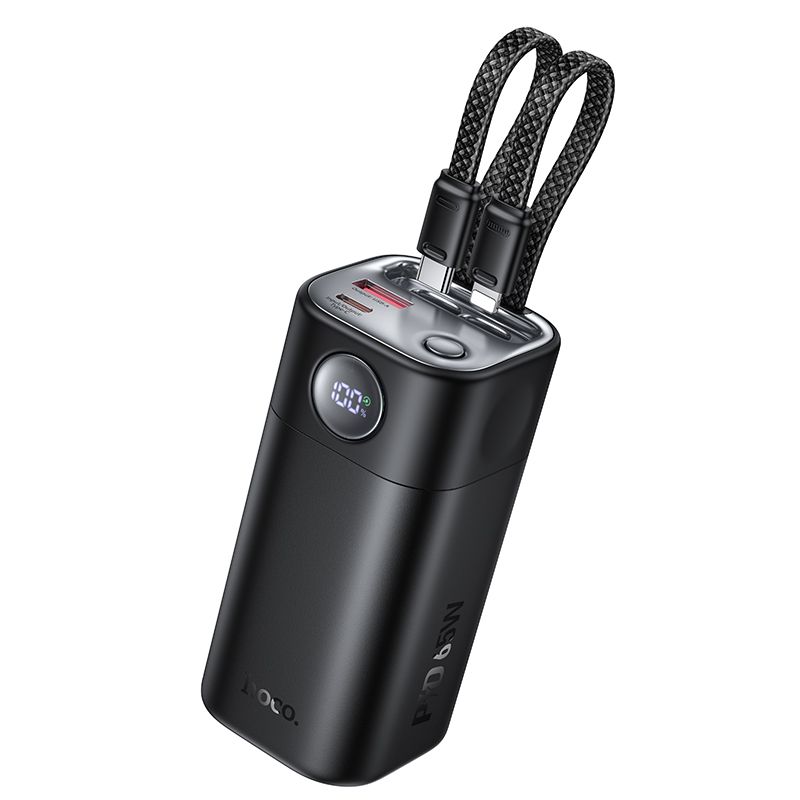 Hoco Q59 65W 20000mAh CCC 65W Laptop Phone Power bank with two cables - Black