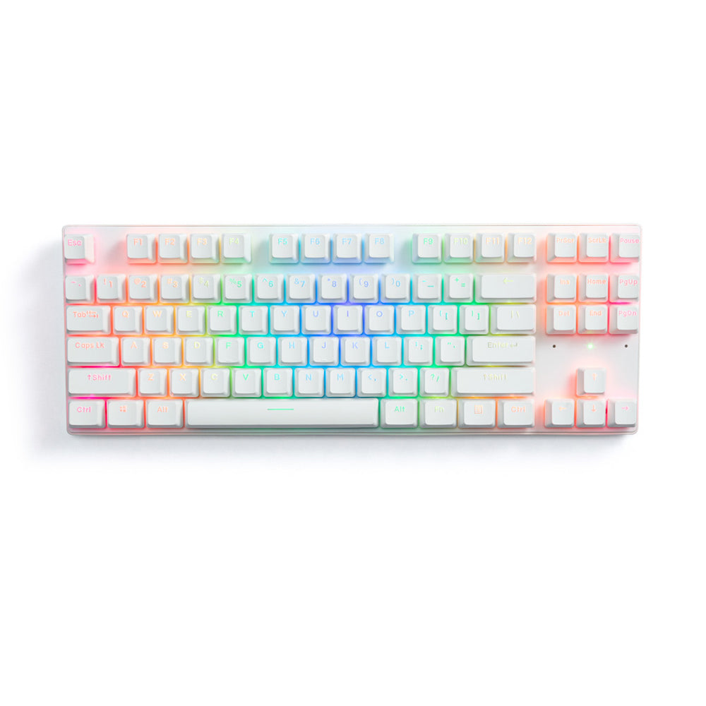 G-Tek Cyborg 87 Key Wired + 2.4GHz + Bluetooth Gaming Keyboard- White