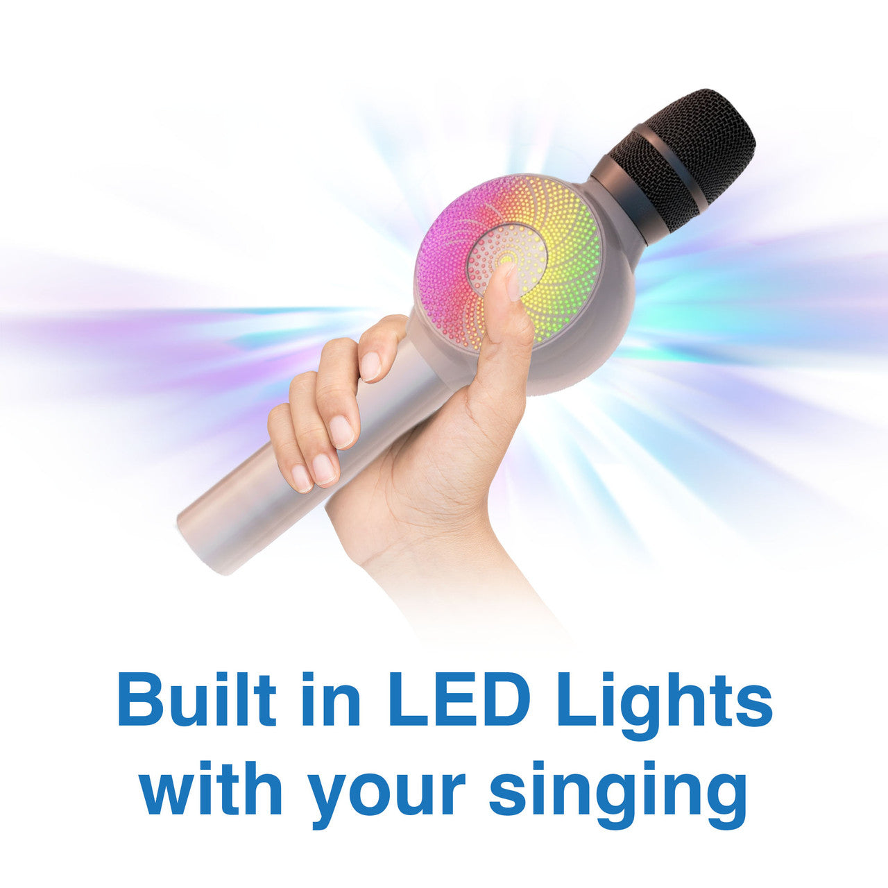 Laser LED Wireless Karaoke Microphone- Rose Gold