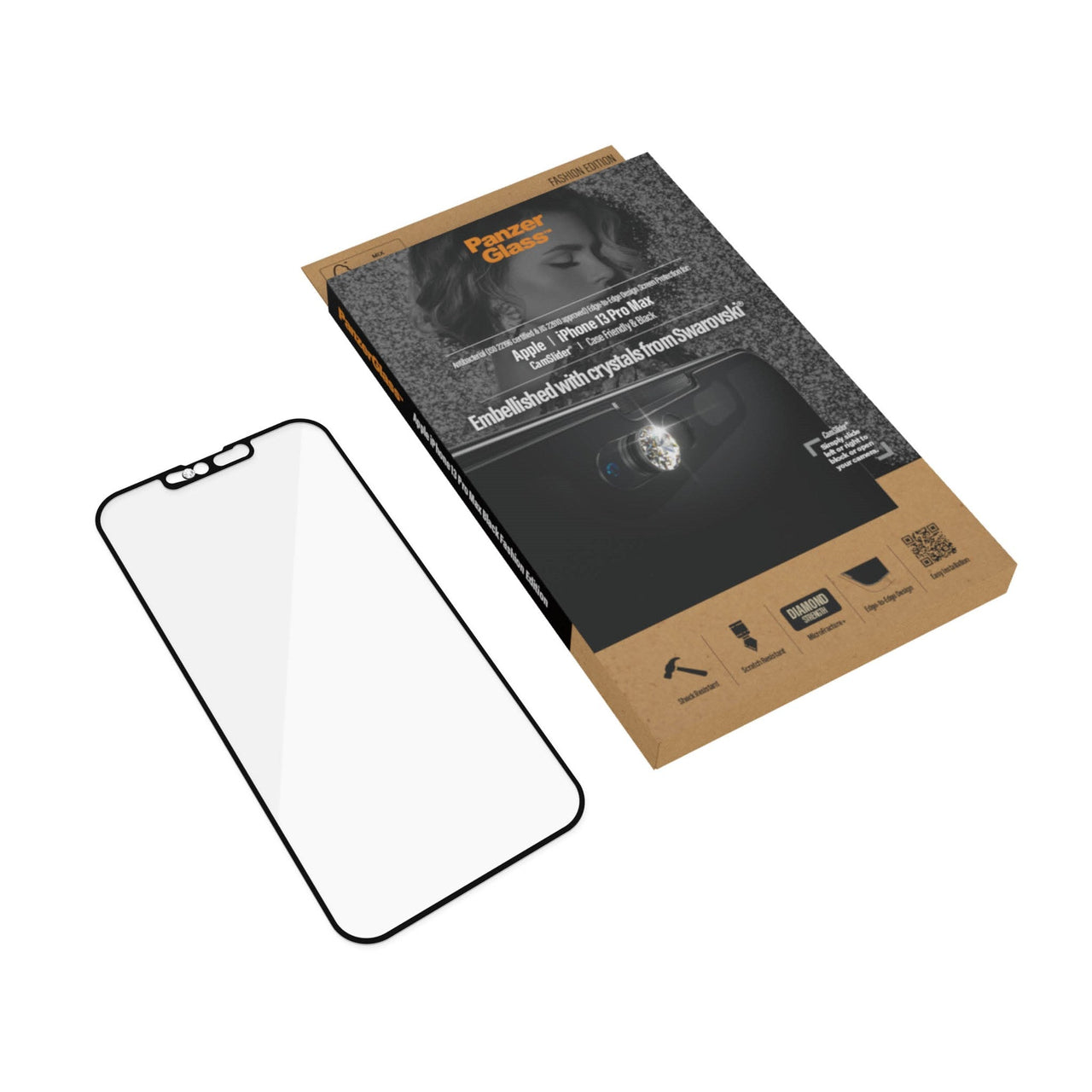 Panzer Glass CamSlider Embellished with Swarovski Crystal for iPhone 13 Pro Max - Black