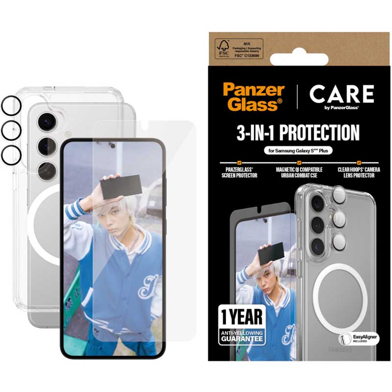 PanzerGlass Care Flagship 3-in-1 Bundle for Samsung GS25+ - Clear