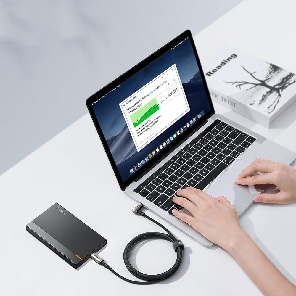 Baseus Right Angle Connector USB-C to USB-C  PD 3.1 Gen2 100W (20V/5A) 1.5M - Black (Hammer Cable)