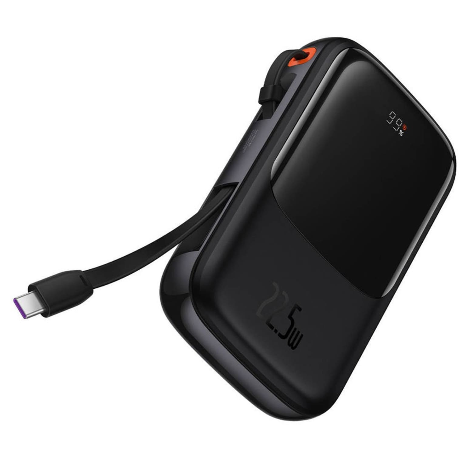 Baseus Qpow Digital Display Power Bank 20000mAh 22.5W Built-in Type-C Cable - Black