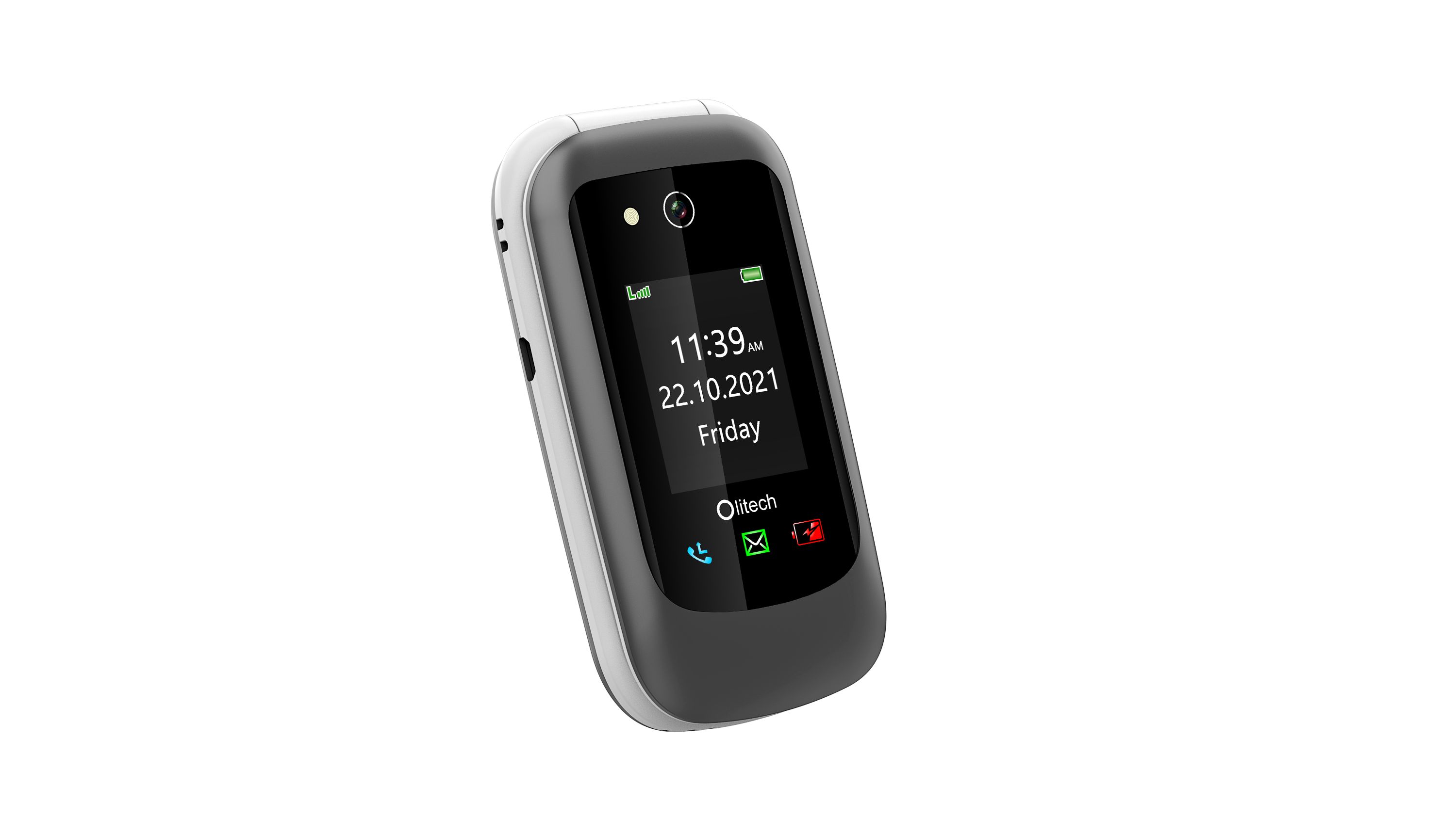 Olitech EasyFlip 2 4G Seniors Phone Big Buttons GPS Location - Black/White