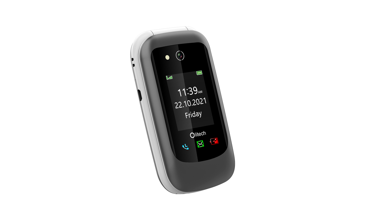 Olitech EasyFlip 2 4G Seniors Phone Big Buttons GPS Location - Black/White
