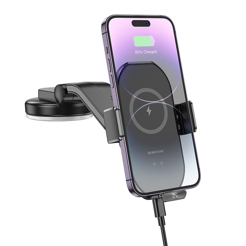 Borofone Rusher Infrared Wireless Fast Charging Car Holder(Center Console) - Black