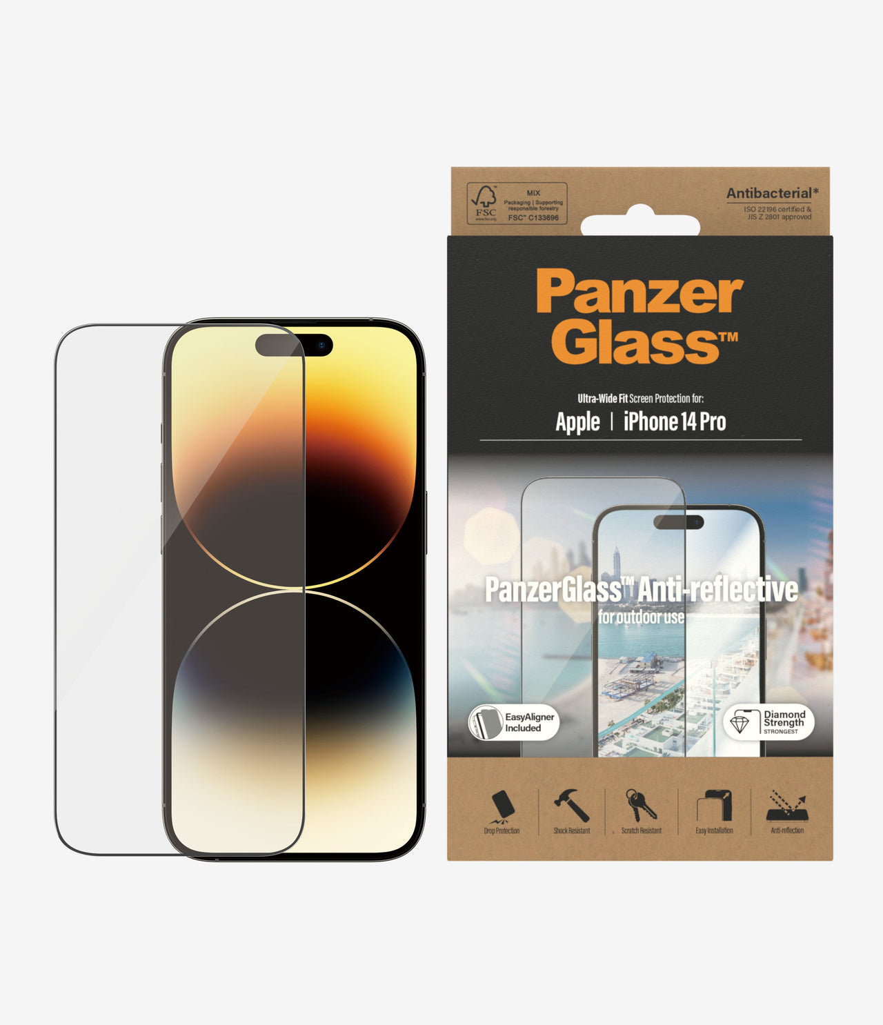 PanzerGlass Ultra-Wide Fit Anti Glare/ Anti-reflective Screen Protector for iPhone 14 Pro