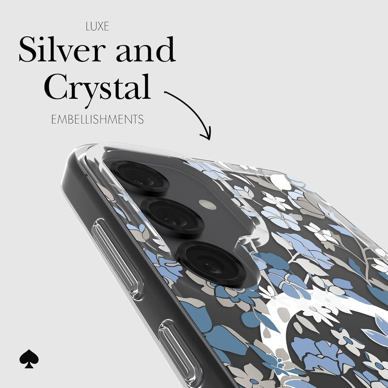 Kate Spade Case with Magnets for Samsung Galaxy S25 - Flowerbed Blue Gems