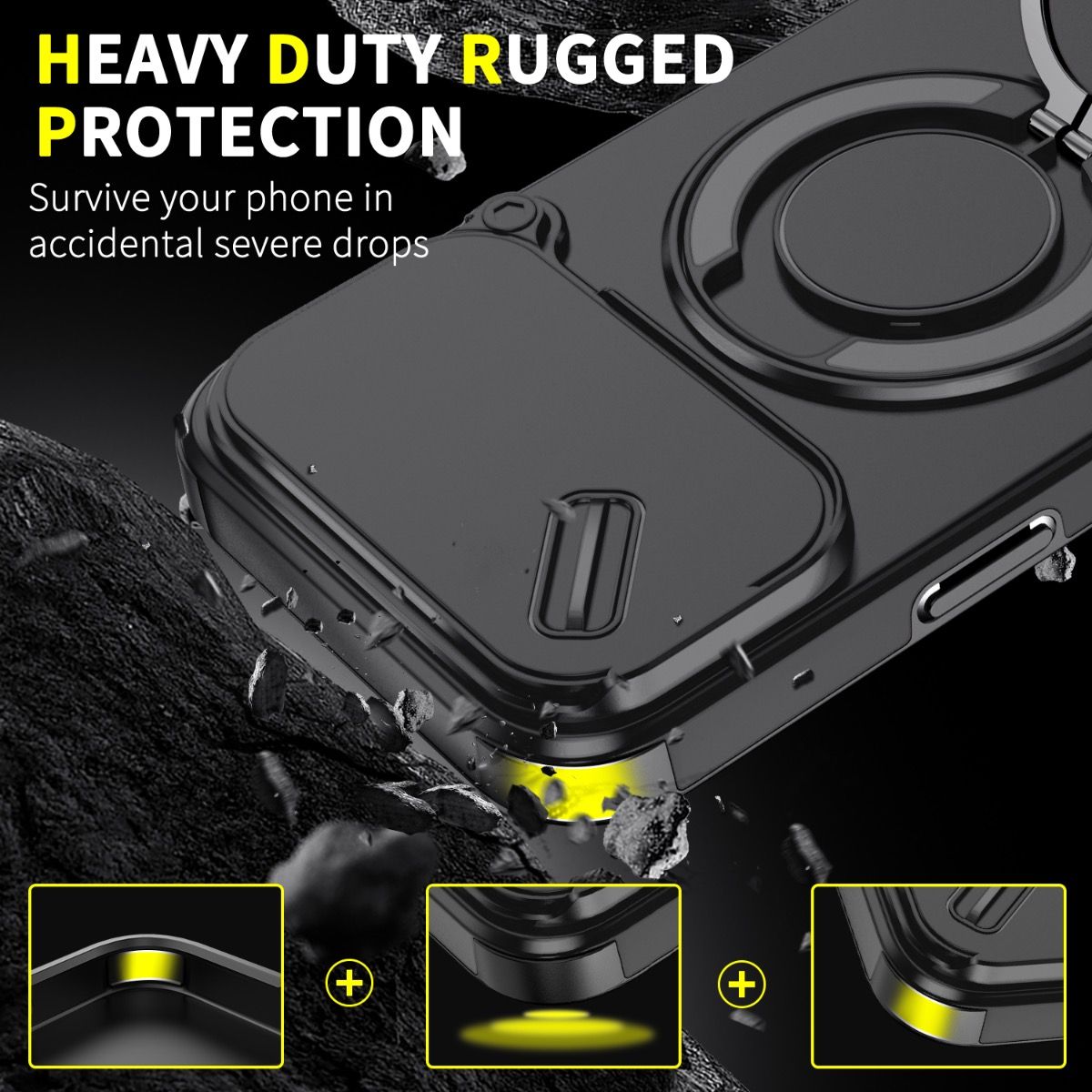 Blacktech Magnetic TitanRing Armor Case for Samsung Galaxy S26 Ultra - Black
