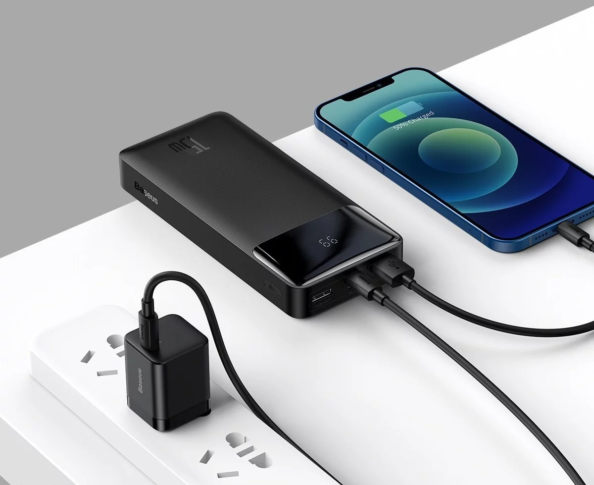 Baseus Bipow Digital Display Power bank 20000mAh 15W 2x USB / USB Type C / micro USB 20W Quick Charg