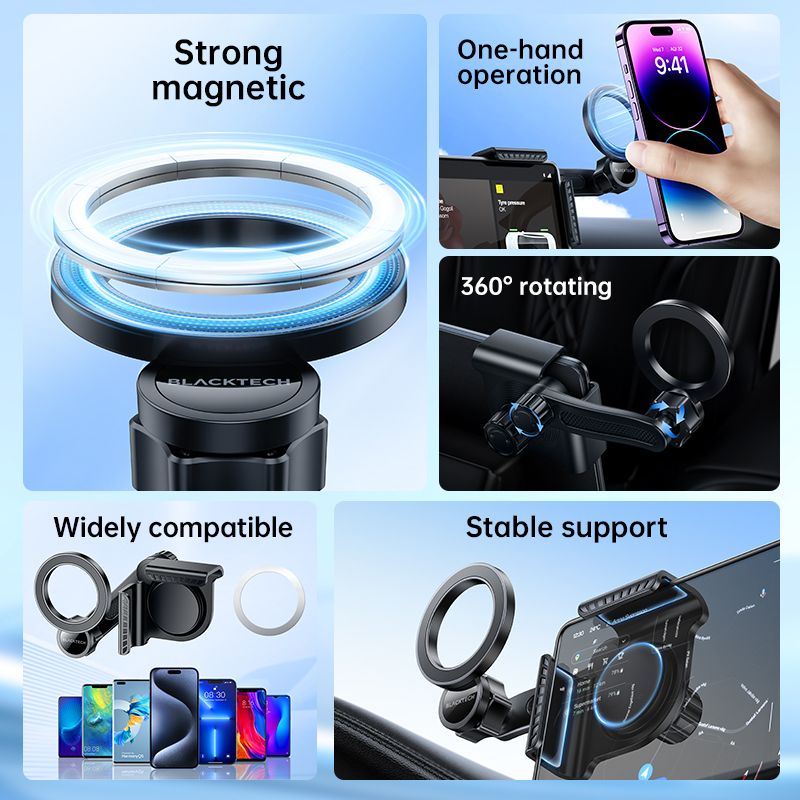 Blacktech Central Control Screen Magnetic Car Holder - Black