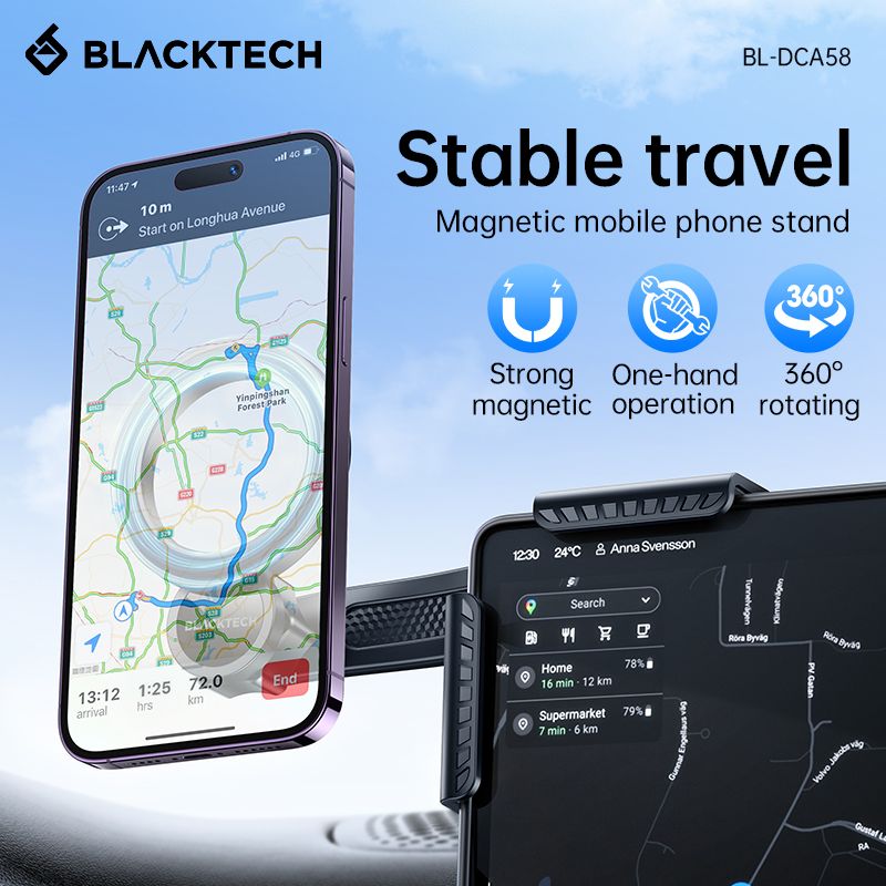Blacktech Central Control Screen Magnetic Car Holder - Black