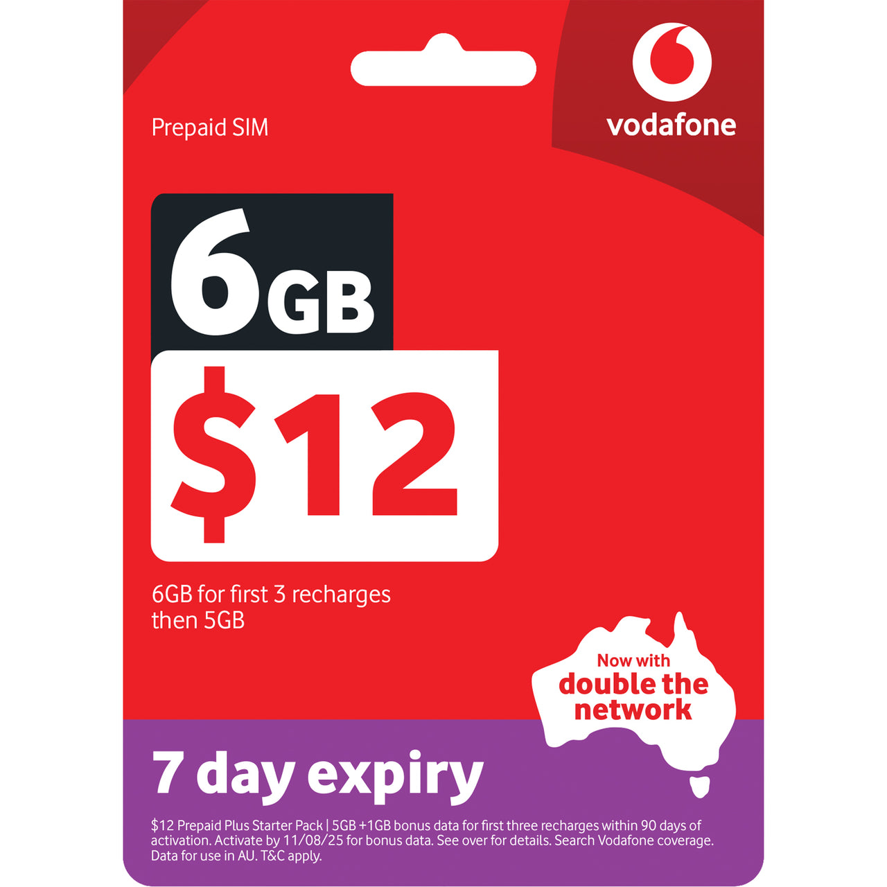 Vodafone $12 Starter Pack SIM Card