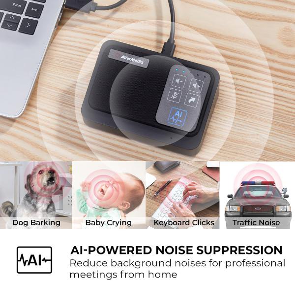AVerMedia Professional Connections AI Speaker Phone, Seamless Audio Conference Speaker Mic