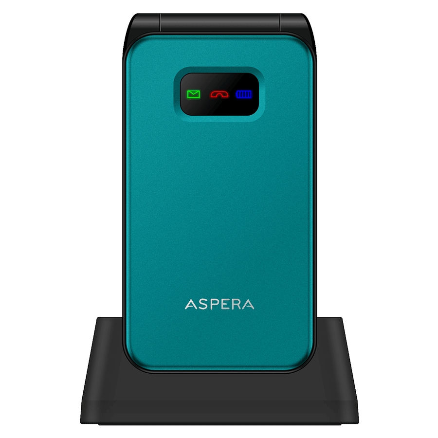 Aspera F46 Seniors 4G BIG button FLIP mobile phone with CRADLE- Black / Green