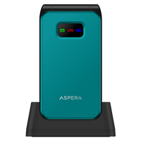 Thumbnail for Aspera F46 Seniors 4G BIG button FLIP mobile phone with CRADLE- Black / Green