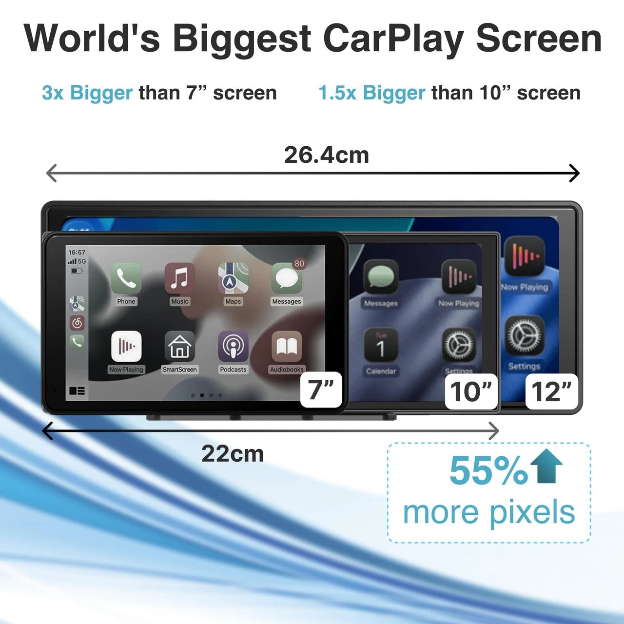Laser 12-inch CarPlay Android Auto Dual Camera