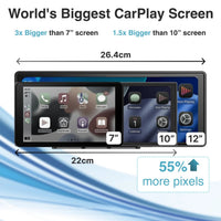 Laser 12-inch CarPlay Android Auto Dual Camera