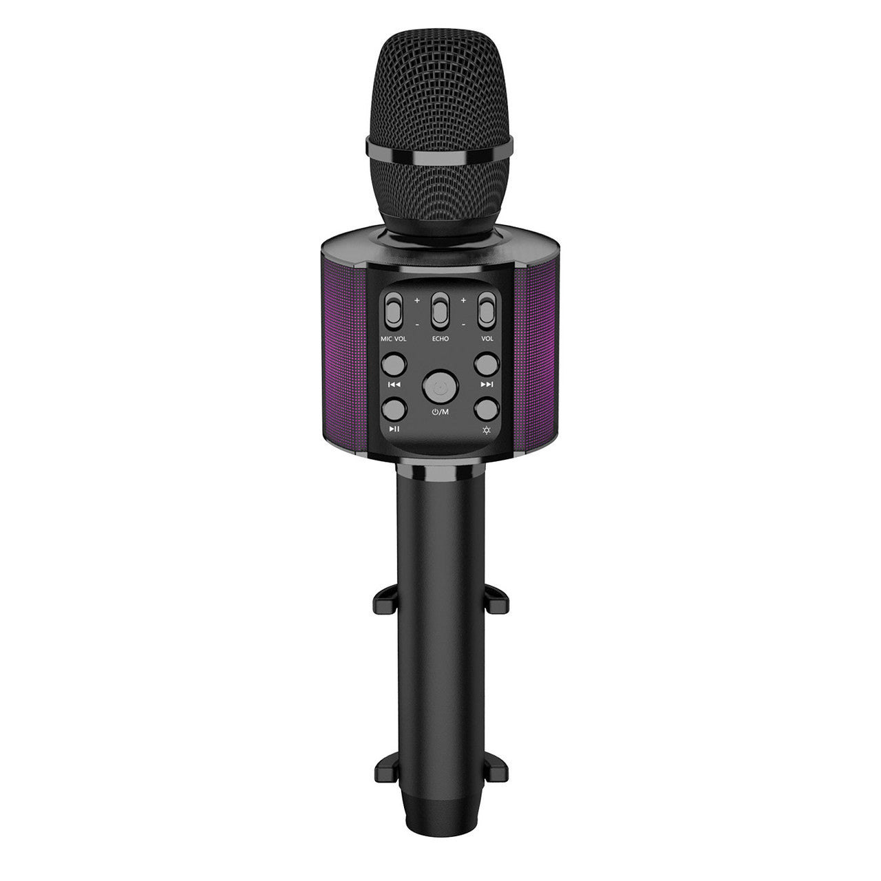 Laser Wireless Karaoke Microphone with LED Lights - Black