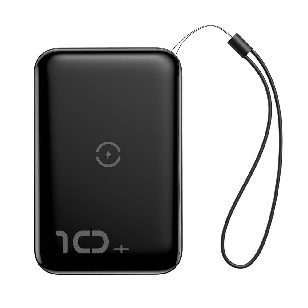 Baseus MINI lightweight FAST Wireless Qi Charger Power bank 10000mAh with Lanyard - Black