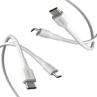 Thumbnail for EFM USB-C Braided Cable Twin Pack - 2M with 60W Power Throughput - White
