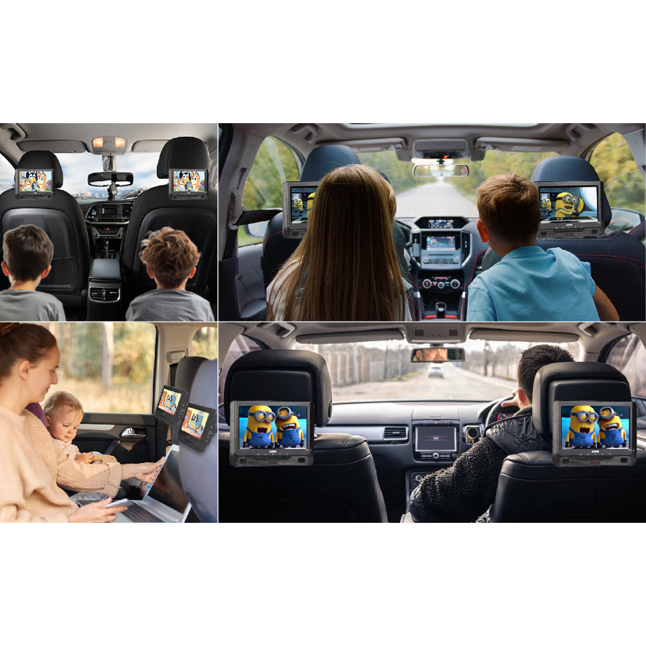 Laser 9" Dual Screen Portable DVD Player for Car- Black