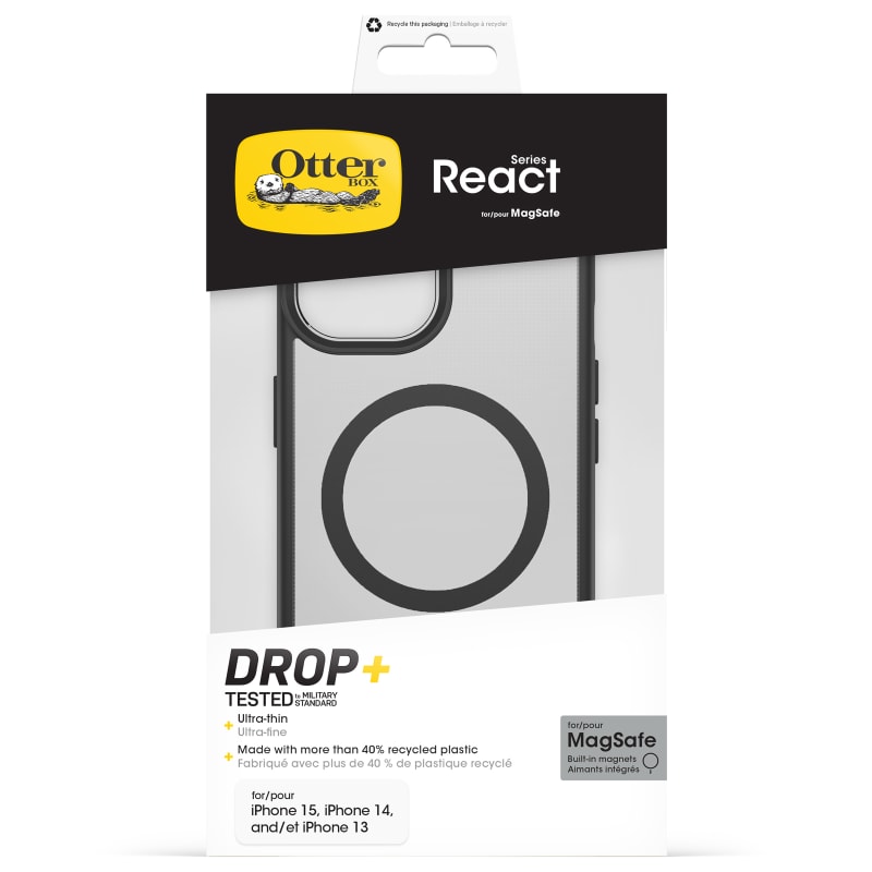 OtterBox React MagSafe Case for iPhone 16e/15/14/13 - Clear/Black