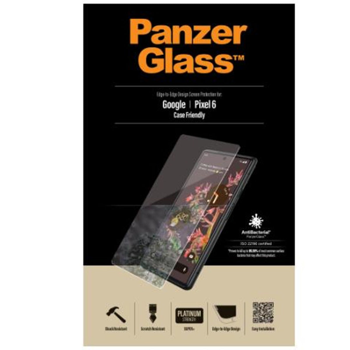 PanzerGlass Case Friendly Glass Screen Protector for Google Pixel 6 - Black