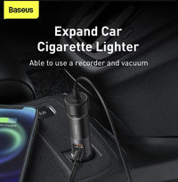 Thumbnail for Baseus 120W Car Charger USB-C USB PD3.0 Fast Charging Cigarette Lighter Adapter