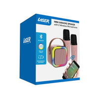 Laser Mini Karaoke Speaker 2 Wireless Mics - Pink