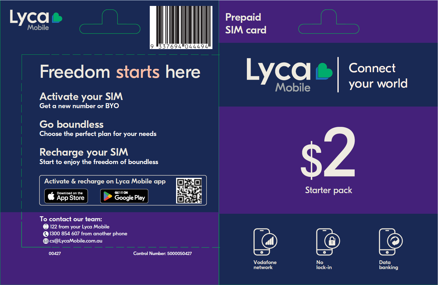 LycaMobile Prepaid SIM Card $2