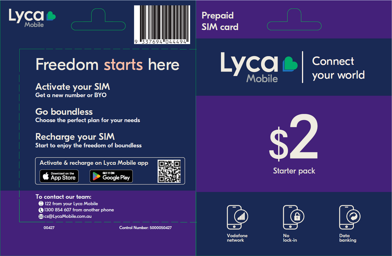 LycaMobile Prepaid SIM Card $2