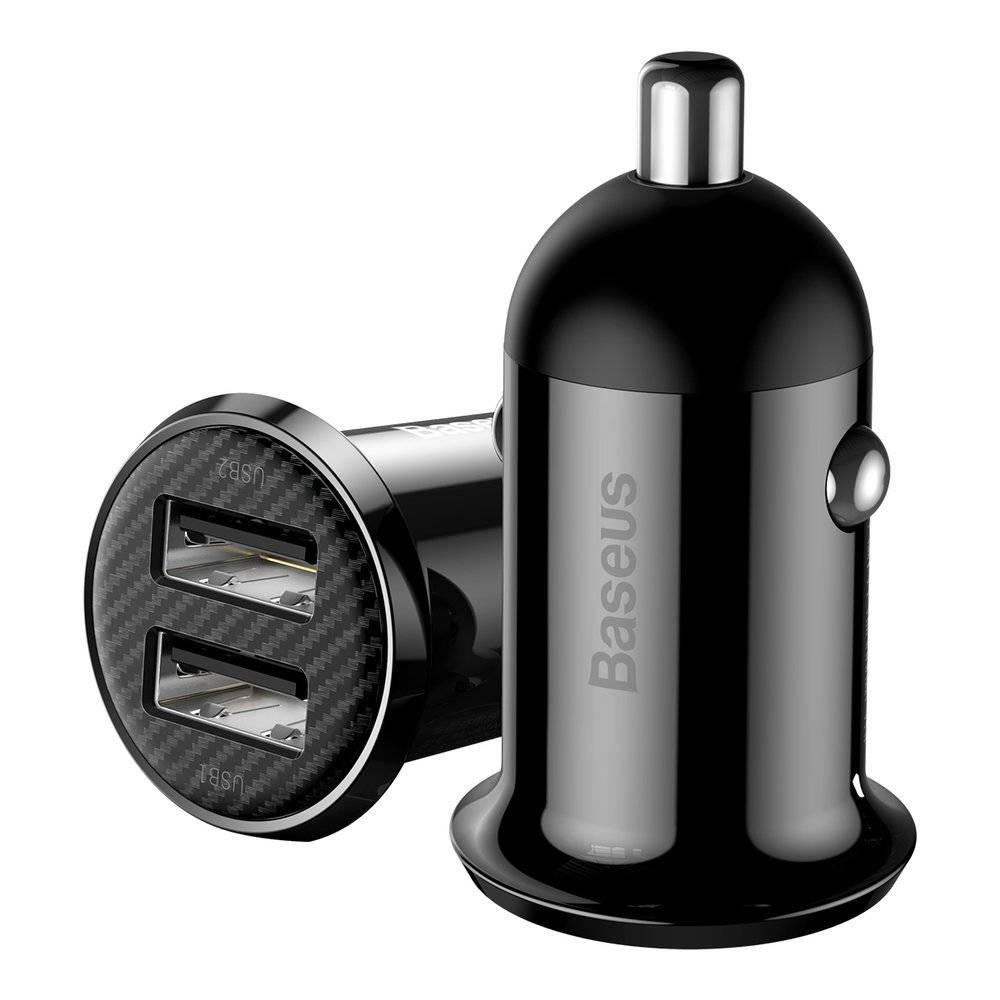 Baseus 24W DUAL Port USB-A Fast Charging Car Charger (2.4A x 2) - Black