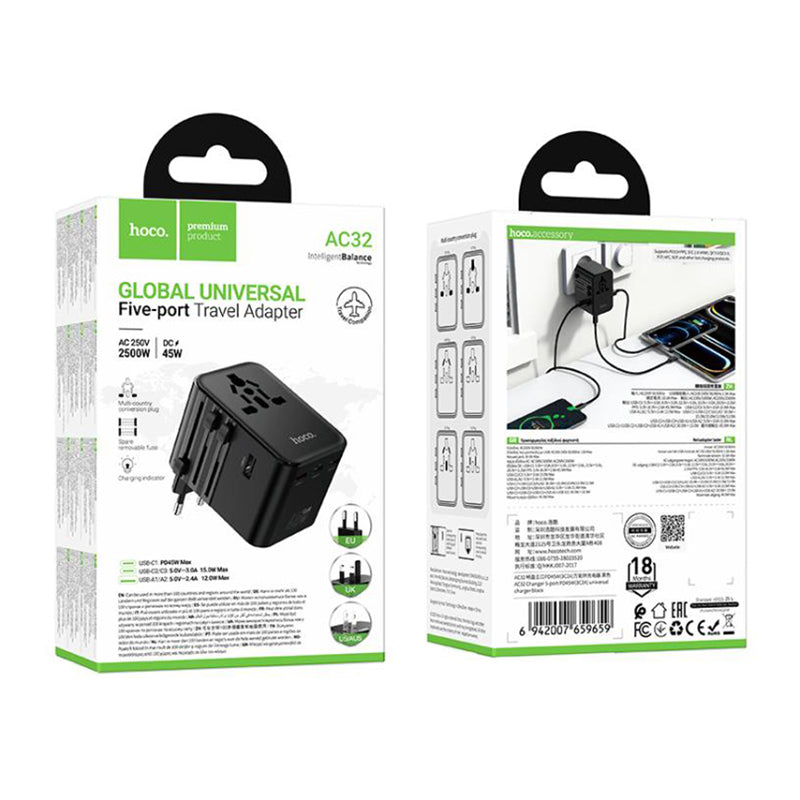 HOCO AC32 Changer 5-port PD45W [3C,2A] universal charger