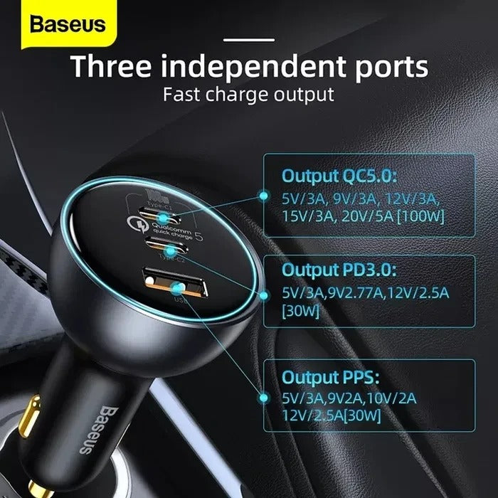 Baseus 160W Car Charger USB Type C QC 5.0 Fast Charging For iPhone 14 Pro Laptop Macbook