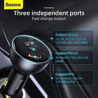 Thumbnail for Baseus 160W Car Charger USB Type C QC 5.0 Fast Charging For iPhone 14 Pro Laptop Macbook