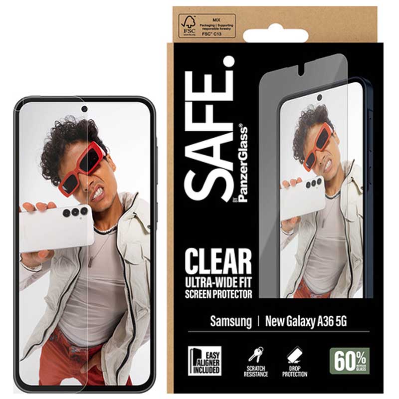 PanzerGlass Safe UltraWideFit Screen Protector for Samsung A37 - Clear