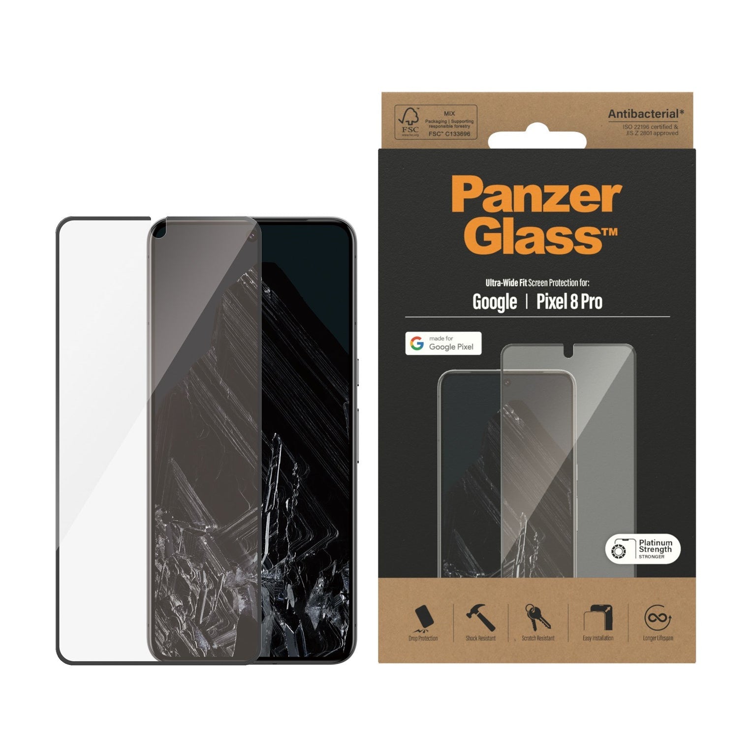 PanzerGlass Ultra-Wide Fit Screen Protector for Google Pixel 8 Pro - Clear