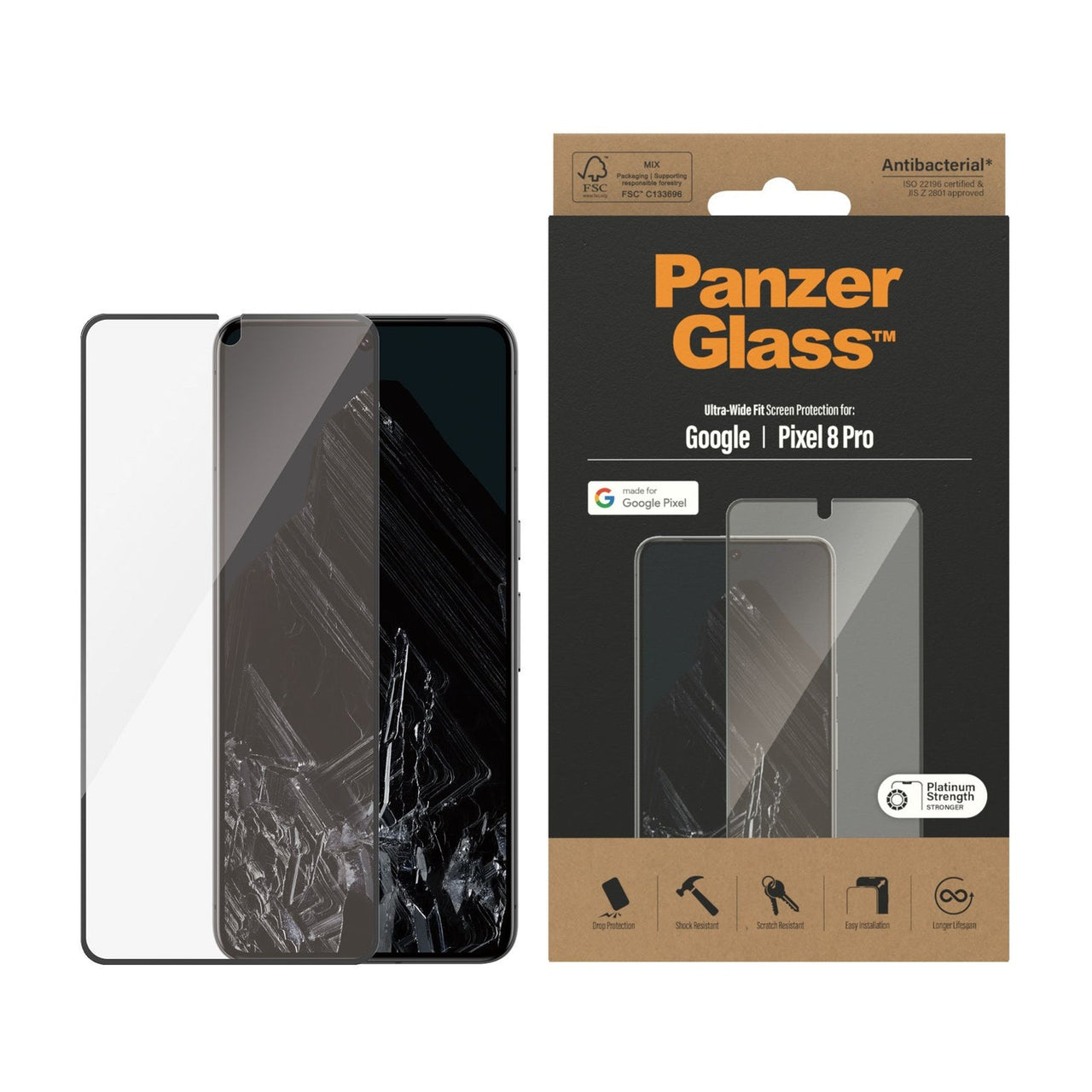 PanzerGlass Ultra-Wide Fit Screen Protector for Google Pixel 8 Pro - Clear