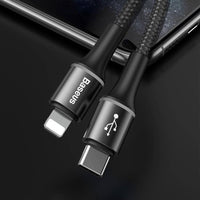 Thumbnail for Baseus Halo USB-C to Lightning 20W  Cable Cord 1M - Black