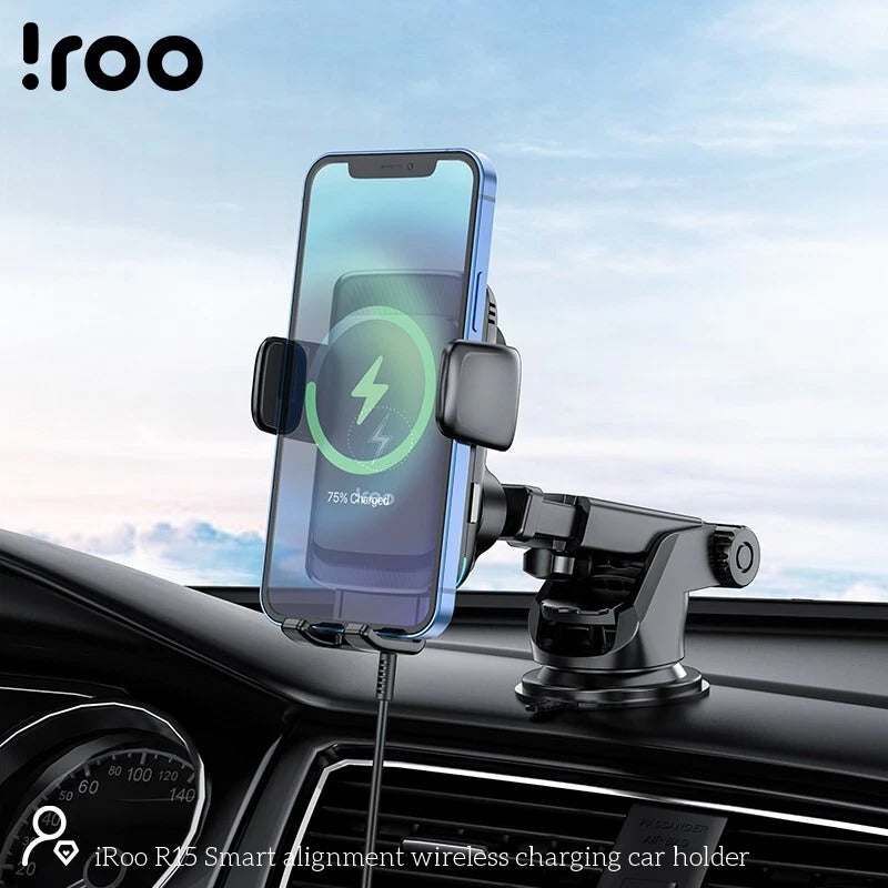 iRoo R15: 15W Smart Alignment Fast Wireless Charging Windscreen/Dashboard Holder
