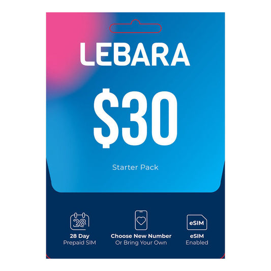 LEBARA $30 Australia E-Sim Card Prepaid Sim Starter