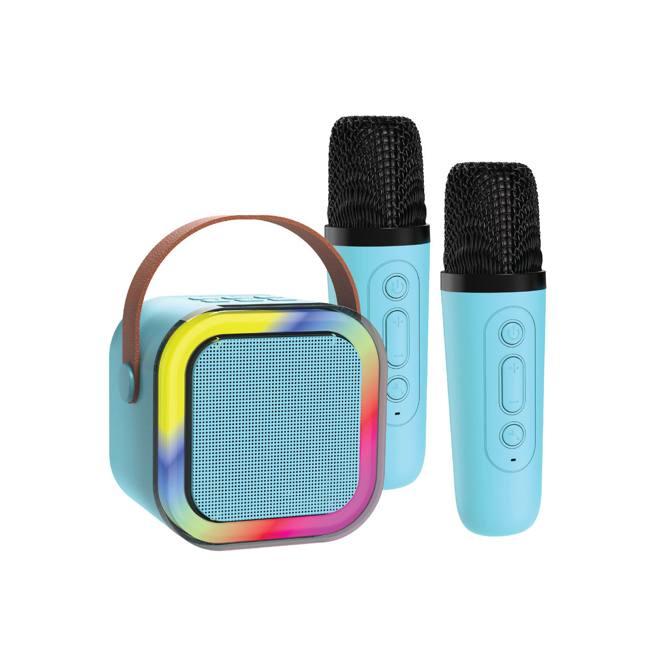 Laser Mini Karaoke Speaker 2 Wireless Mics- Blue
