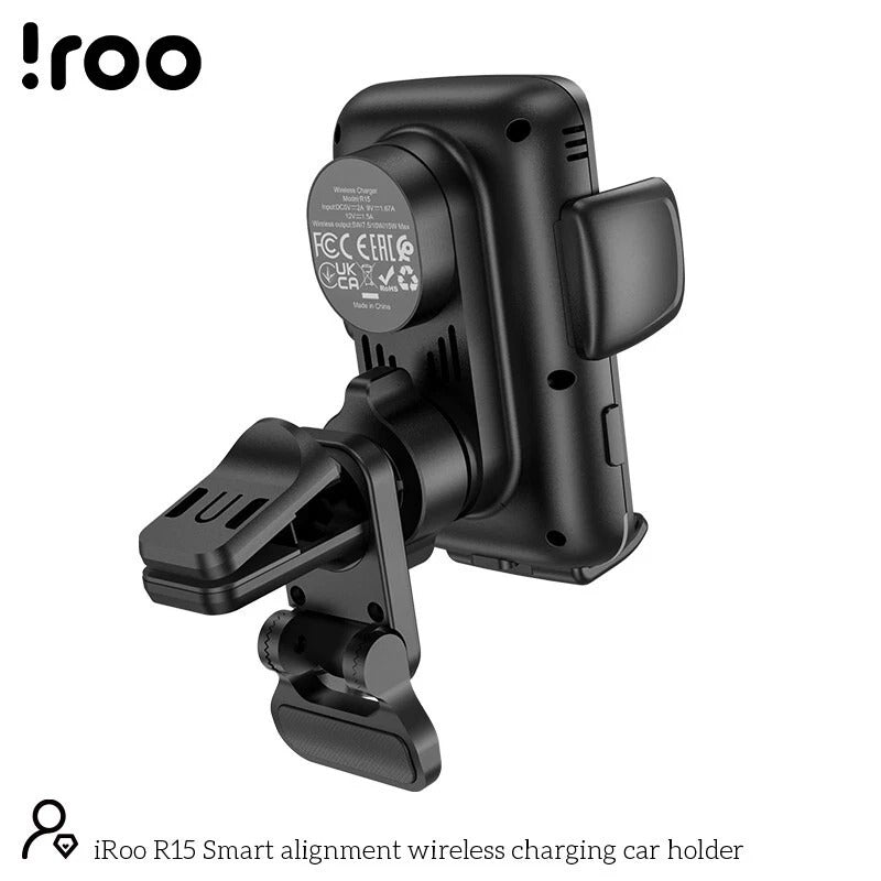 iRoo R15: 15W Smart Alignment Fast Wireless Charging Windscreen/Dashboard Holder