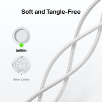 Thumbnail for Belkin Boost Charge Pro USB-C to C 240W Braided Cable 1m Universally Compatible - White