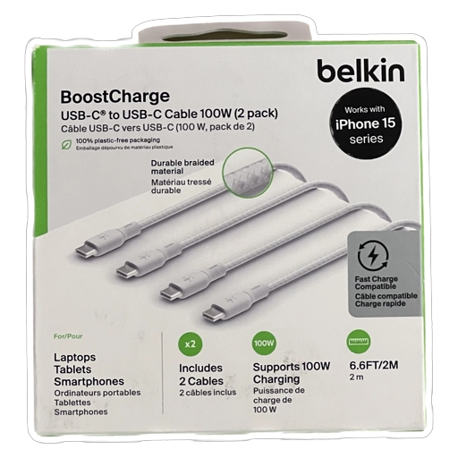 Belkin BoostCharge USB-C to USB-C Cable (2 Pack) 100W - White