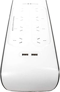 Thumbnail for Belkin 8-outlet Surge Protection Powerbaord 2 x USB Charging Ports - White/Grey