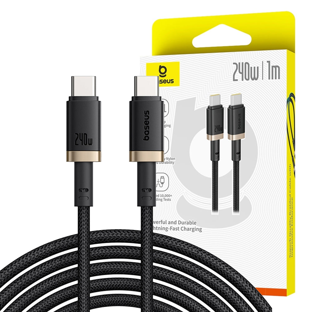 Baseus Dura Fast Charging Data Cable USB-C to USB-C 240W 1M for 15 / 16 / 17 Series - Gold Black